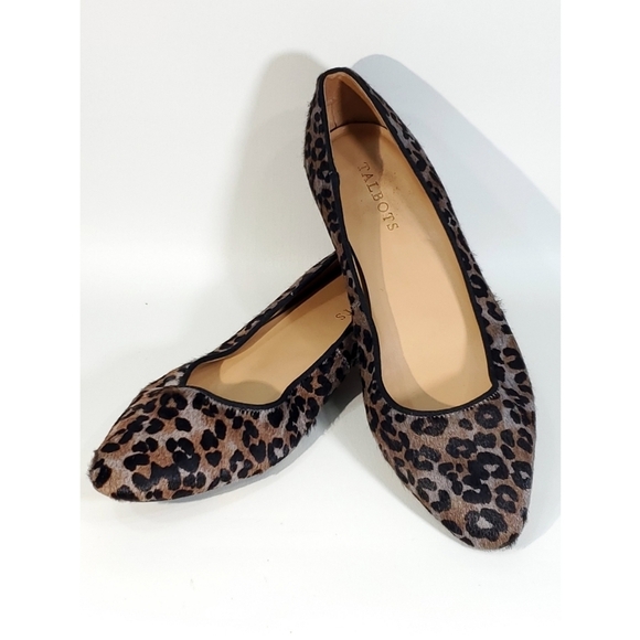 Talbots Calf Hair Ballet Flats Loafers Leopard Leather - Picture 4 of 9